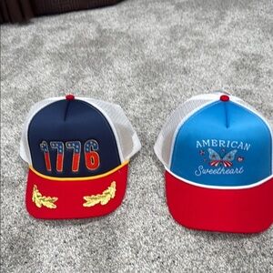 2 Patriotic Trucker Hats with Embroidery